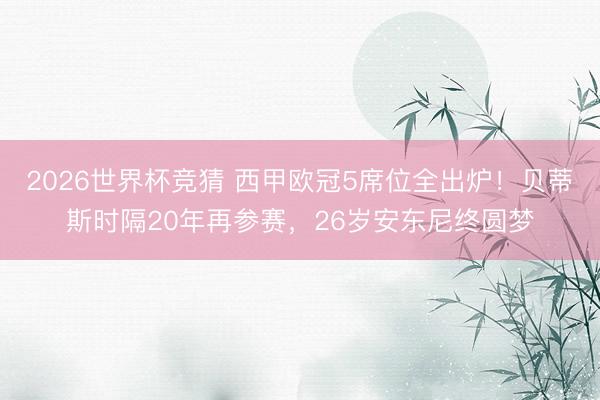 2026世界杯竞猜 西甲欧冠5席位全出炉！贝蒂斯时隔20年再参赛，26岁安东尼终圆梦