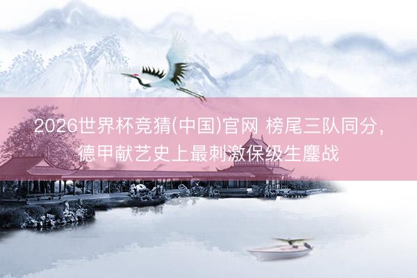 2026世界杯竞猜(中国)官网 榜尾三队同分，德甲献艺史上最刺激保级生鏖战