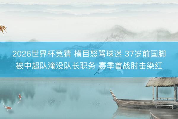 2026世界杯竞猜 横目怒骂球迷 37岁前国脚被中超队淹没队长职务 赛季首战肘击染红