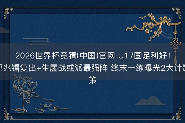 2026世界杯竞猜(中国)官网 U17国足利好！邝兆镭复出+生鏖战或派最强阵 终末一练曝光2大计策