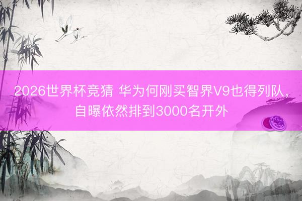 2026世界杯竞猜 华为何刚买智界V9也得列队，自曝依然排到3000名开外