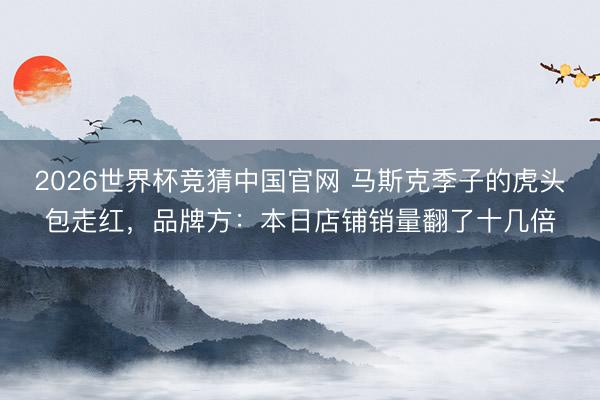 2026世界杯竞猜中国官网 马斯克季子的虎头包走红，品牌方：本日店铺销量翻了十几倍