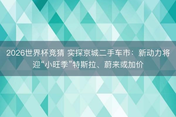 2026世界杯竞猜 实探京城二手车市：新动力将迎“小旺季”特斯拉、蔚来或加价