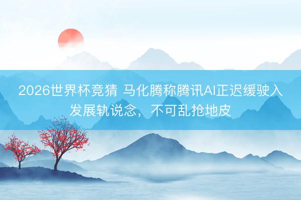 2026世界杯竞猜 马化腾称腾讯AI正迟缓驶入发展轨说念，不可乱抢地皮