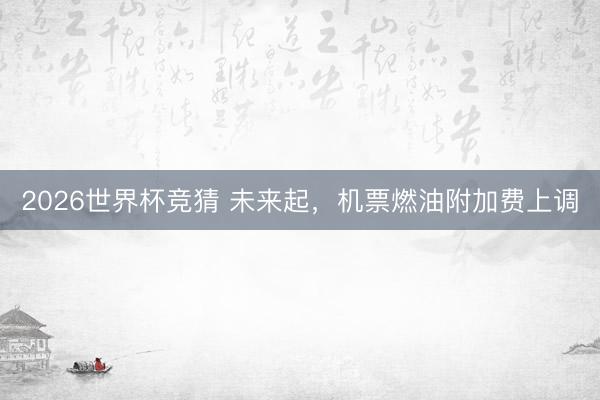 2026世界杯竞猜 未来起，机票燃油附加费上调