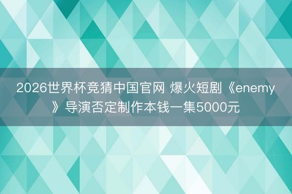 2026世界杯竞猜中国官网 爆火短剧《enemy》导演否定制作本钱一集5000元