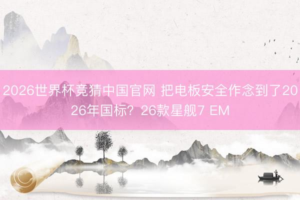 2026世界杯竞猜中国官网 把电板安全作念到了2026年国标？26款星舰7 EM