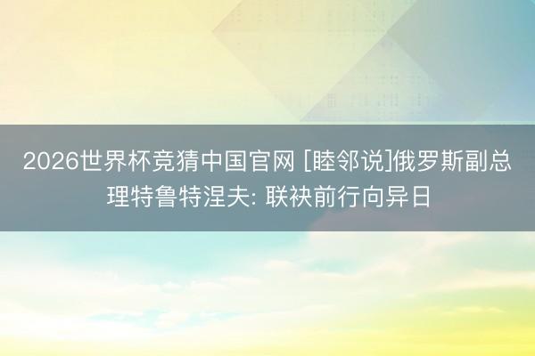 2026世界杯竞猜中国官网 [睦邻说]俄罗斯副总理特鲁特涅夫: 联袂前行向异日