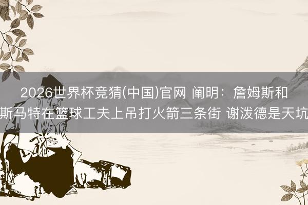 2026世界杯竞猜(中国)官网 阐明：詹姆斯和斯马特在篮球工夫上吊打火箭三条街 谢泼德是天坑