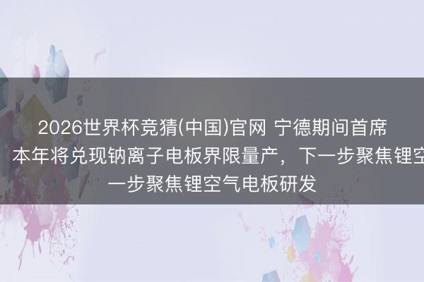 2026世界杯竞猜(中国)官网 宁德期间首席科学家吴凯：本年将兑现钠离子电板界限量产，下一步聚焦锂空气电板研发