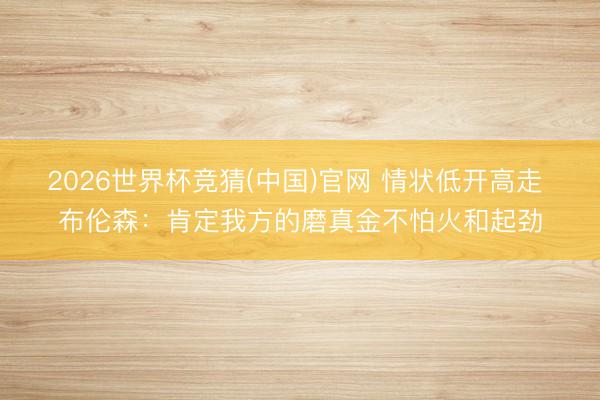 2026世界杯竞猜(中国)官网 情状低开高走 布伦森：肯定我方的磨真金不怕火和起劲