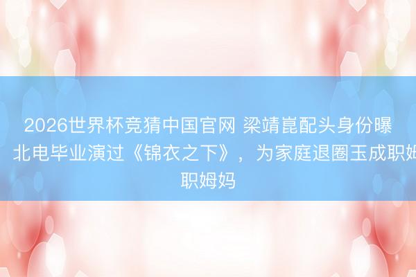 2026世界杯竞猜中国官网 梁靖崑配头身份曝光：北电毕业演过《锦衣之下》，为家庭退圈玉成职姆妈