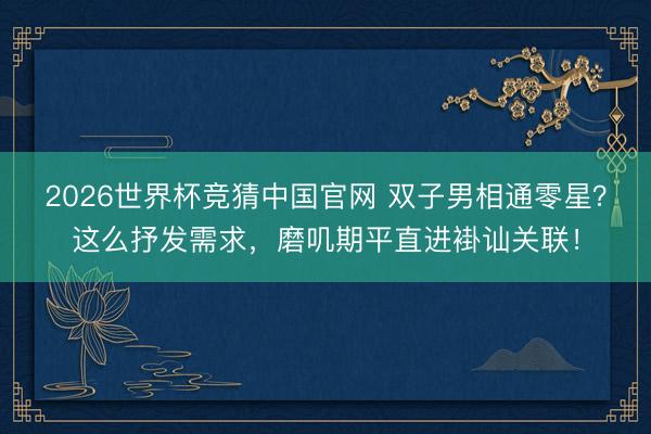 2026世界杯竞猜中国官网 双子男相通零星？这么抒发需求，磨叽期平直进褂讪关联！