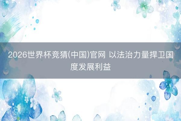 2026世界杯竞猜(中国)官网 以法治力量捍卫国度发展利益