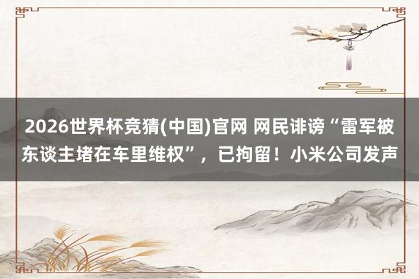 2026世界杯竞猜(中国)官网 网民诽谤“雷军被东谈主堵在车里维权”，已拘留！小米公司发声