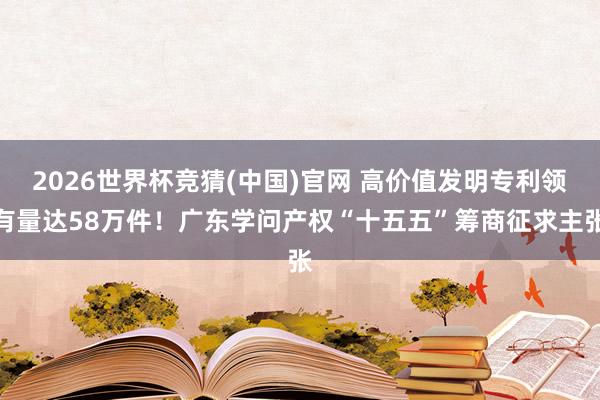2026世界杯竞猜(中国)官网 高价值发明专利领有量达58万件！广东学问产权“十五五”筹商征求主张